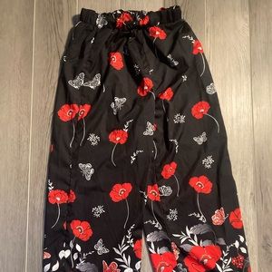 Floral wide leg pants